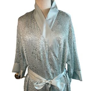 Cabernet Sleepwear SATIN GOWN Nightgown Slip Dress Robe Tassel Sash Small Medium